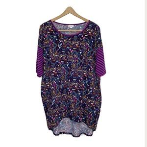 LuLaRoe Multicolor Paisley Striped Tunic Large